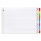 Marbig Coloured Dividers A3 1-10 Tab Board L/Scape ASST